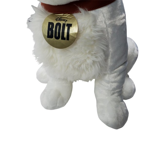 Rare XL 20" Bolt Disney Store SOFT Plush Stuffed Dog White German Shepard Seated - Picture 5 of 12